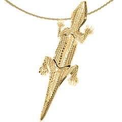 Sterling Silver Moveable Crocodile Pendant (Rhodium or Yellow Gold-plated)