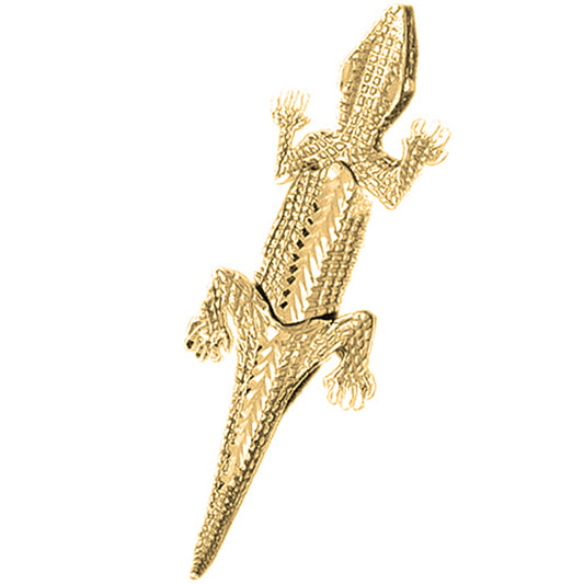 Yellow Gold-plated Silver Moveable Crocodile Pendant
