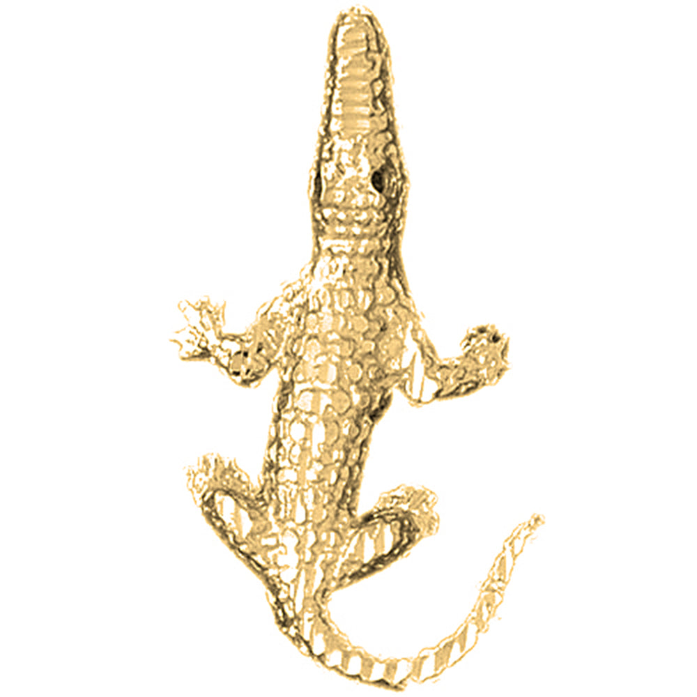 Yellow Gold-plated Silver Crocodile Pendant