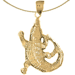 Sterling Silver Aligator Pendant (Rhodium or Yellow Gold-plated)