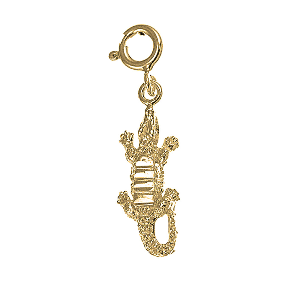 Yellow Gold-plated Silver Crocodile Pendant