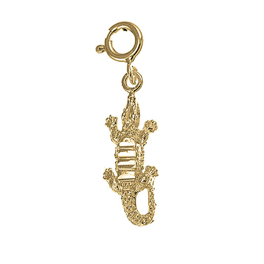 Yellow Gold-plated Silver Crocodile Pendant