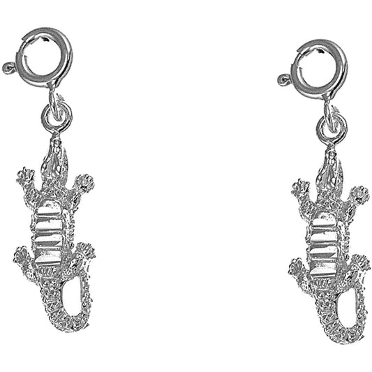 Sterling Silver 26mm Crocodile Earrings