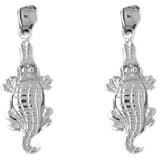 Sterling Silver 28mm Alligator Earrings