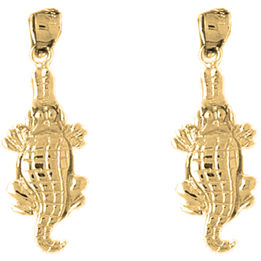 Yellow Gold-plated Silver 28mm Alligator Earrings