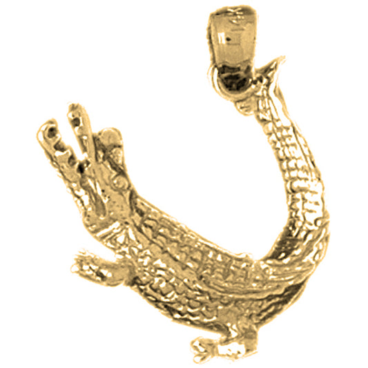 Yellow Gold-plated Silver Crocodile Pendant