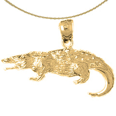Sterling Silver Aligator Pendant (Rhodium or Yellow Gold-plated)