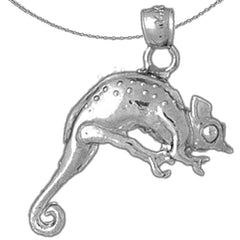 Sterling Silver Iguana Pendant (Rhodium or Yellow Gold-plated)