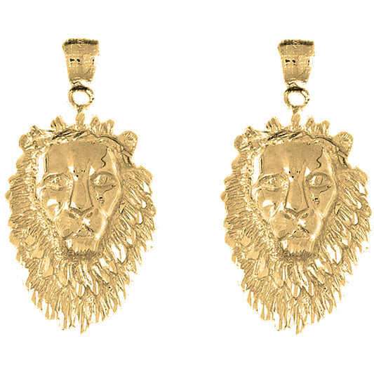 14K or 18K Gold 43mm Lion Head Earrings