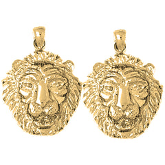 14K or 18K Gold 26mm Lion Head Earrings