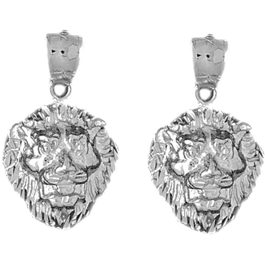 Sterling Silver 21mm Lion Head Earrings