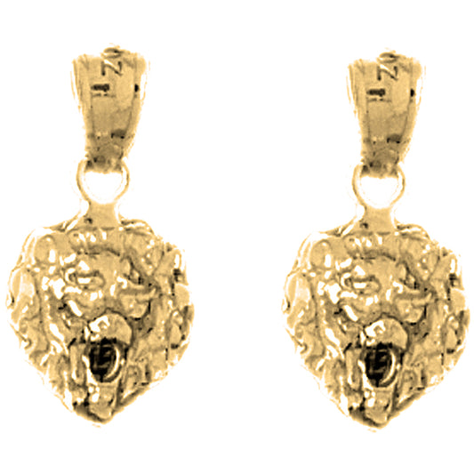 14K or 18K Gold 19mm Lion Head Earrings