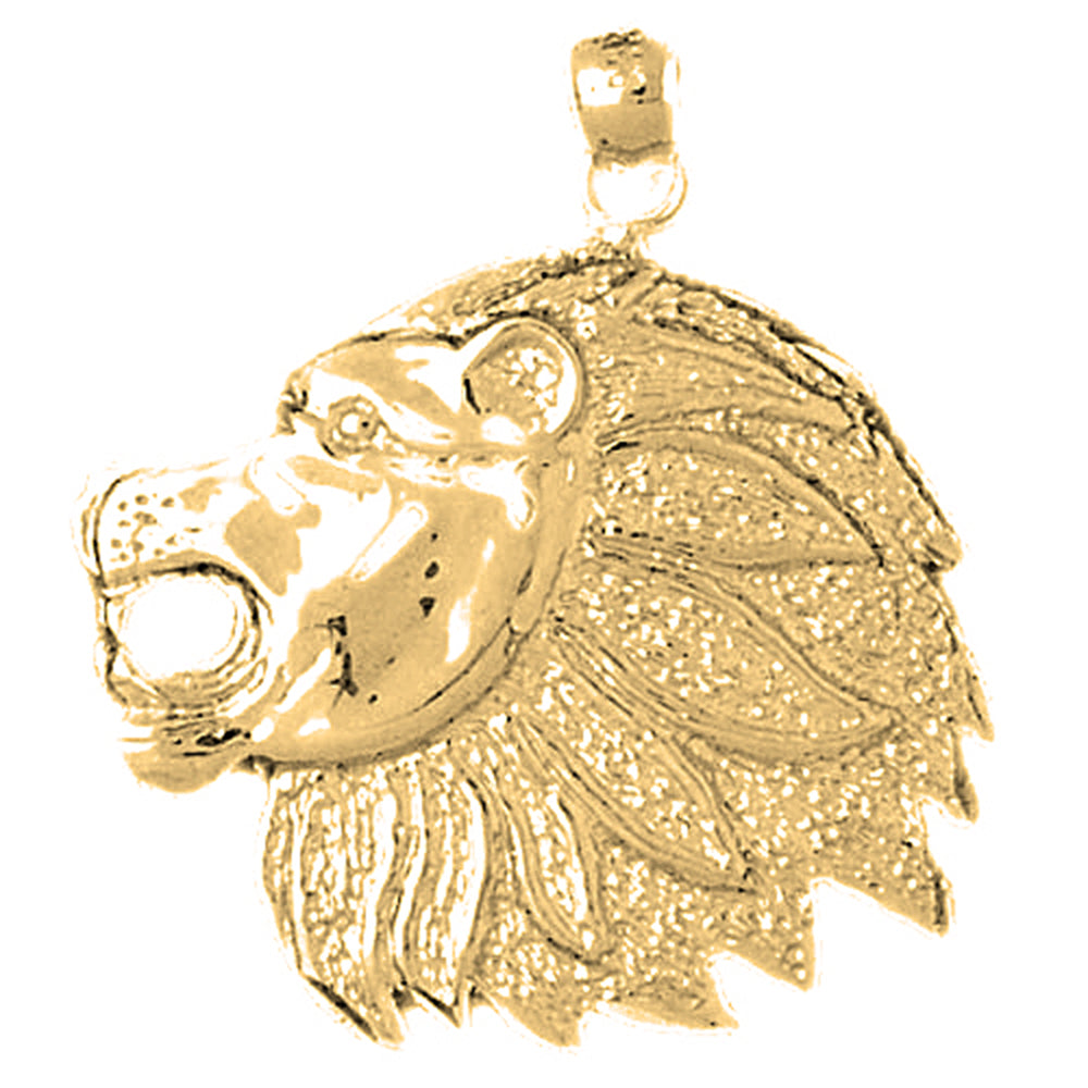10K, 14K or 18K Gold Lion Head Pendant