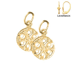 Sterling Silver 16mm Sand Dollar Earrings (White or Yellow Gold Plated)
