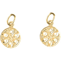 Yellow Gold-plated Silver 16mm Sand Dollar Earrings