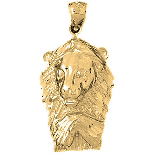 Yellow Gold-plated Silver Lion Head Pendant