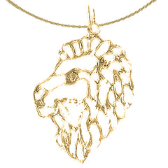 Sterling Silver Lion Head Pendant (Rhodium or Yellow Gold-plated)