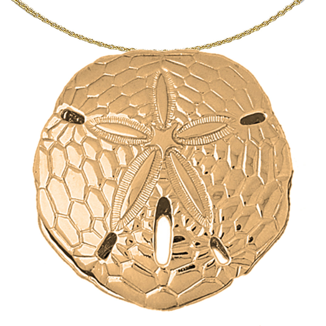 Sterling Silver Reversible Sand Dollar Pendant (Rhodium or Yellow Gold-plated)