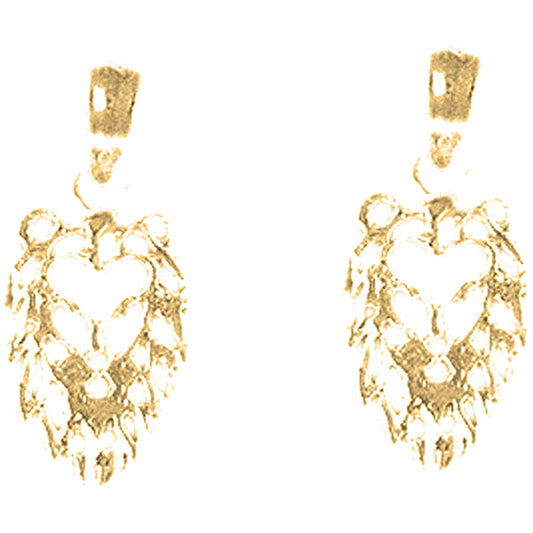 Yellow Gold-plated Silver 18mm Lion Head Earrings