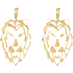 14K or 18K Gold 40mm Lion Head Earrings