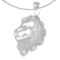 Sterling Silver Lion Head Pendant (Rhodium or Yellow Gold-plated)