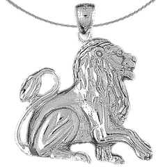 Sterling Silver Lion Pendant (Rhodium or Yellow Gold-plated)