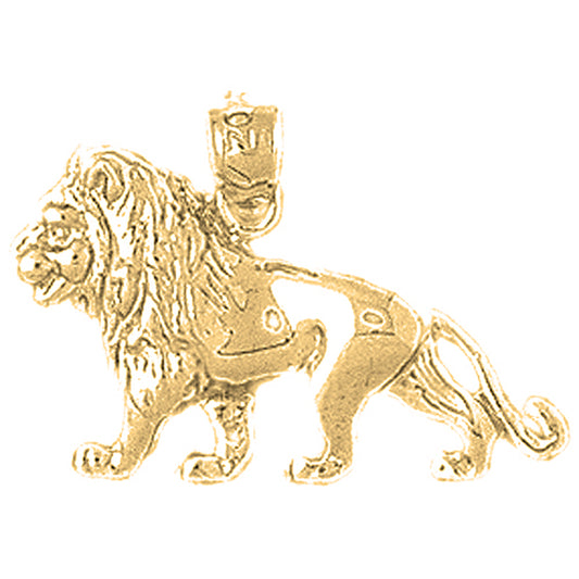 Yellow Gold-plated Silver Lion 3D Pendant