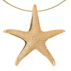Sterling Silver Reversible Starfish Pendant (Rhodium or Yellow Gold-plated)