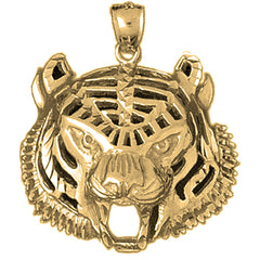 Yellow Gold-plated Silver Tiger Head Pendant