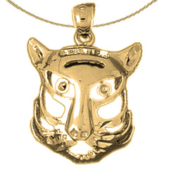 Colgante de cabeza de tigre de plata de ley (bañado en rodio o oro amarillo)
