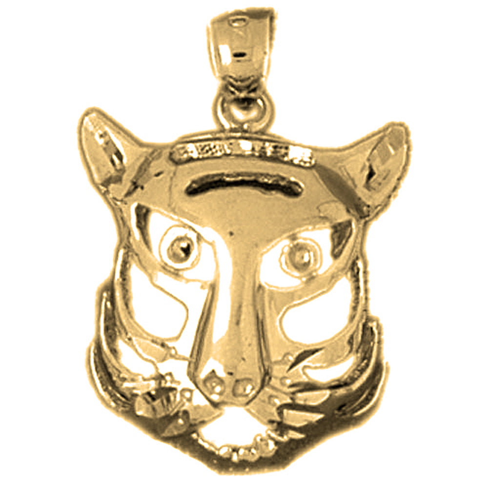 10K, 14K or 18K Gold Tiger Head Pendant