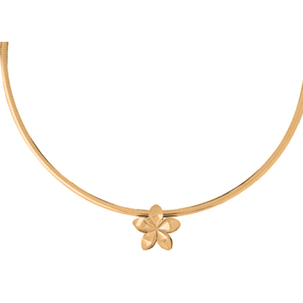 Yellow Gold-plated Silver Reversible Plumeria Pendant
