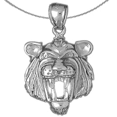 Colgante de cabeza de tigre de plata de ley (bañado en rodio o oro amarillo)