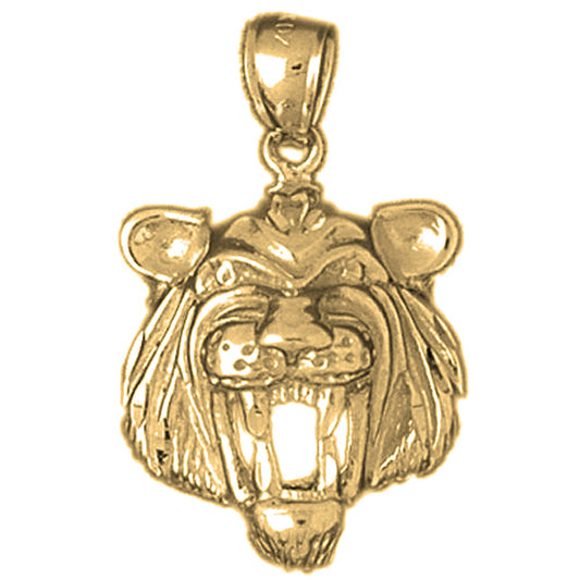 Yellow Gold-plated Silver Tiger Head Pendant