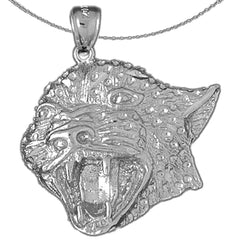 Sterling Silver Leopard Head Pendant (Rhodium or Yellow Gold-plated)