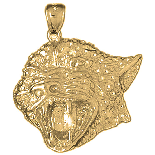 Yellow Gold-plated Silver Leopard Head Pendant