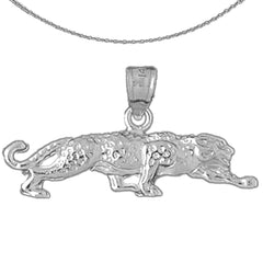 Sterling Silver Leopard Pendant (Rhodium or Yellow Gold-plated)
