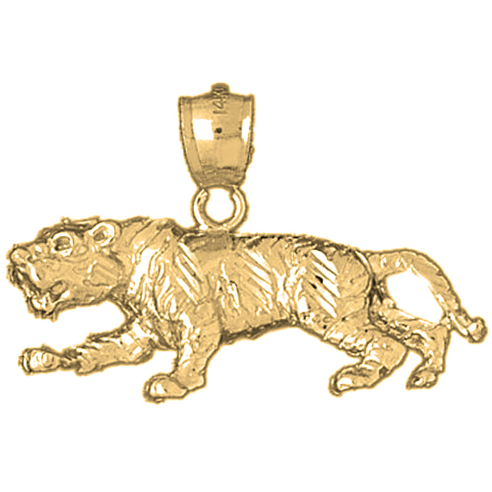 Yellow Gold-plated Silver Tiger Pendant