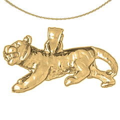 Sterling Silver 3D Tiger Pendant (Rhodium or Yellow Gold-plated)