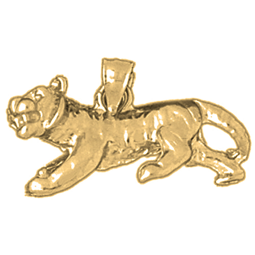 Yellow Gold-plated Silver 3D Tiger Pendant