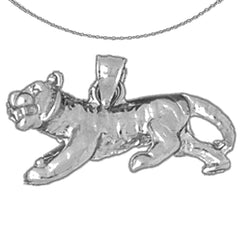 Sterling Silver 3D Tiger Pendant (Rhodium or Yellow Gold-plated)