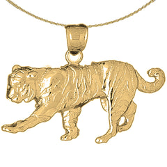 Colgante de tigre de plata de ley (bañado en rodio o oro amarillo)