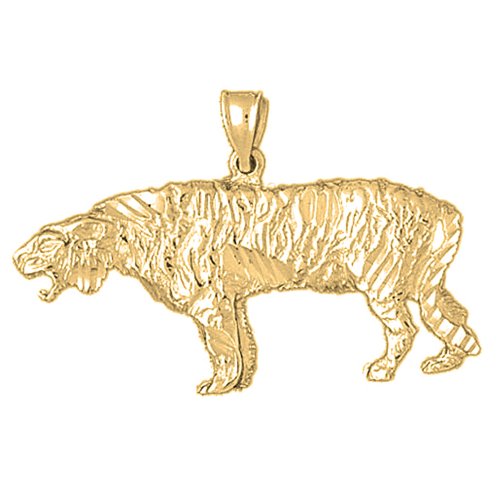 Yellow Gold-plated Silver Sabre Tooth Tiger Pendant