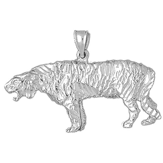 Sterling Silver Sabre Tooth Tiger Pendant