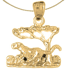 Colgante de plata de ley con diseño de tigre en el bosque (bañado en rodio o oro amarillo)