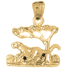 14K or 18K Gold Tiger In The Woods Pendant