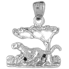 Sterling Silver Tiger In The Woods Pendant