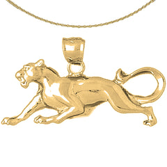 Sterling Silver Panther Pendant (Rhodium or Yellow Gold-plated)