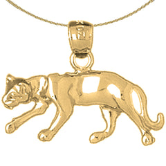 Sterling Silver Panther Pendant (Rhodium or Yellow Gold-plated)