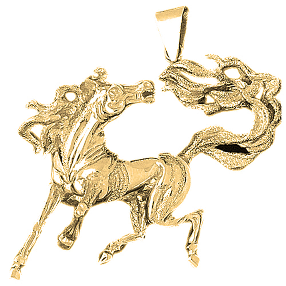 Yellow Gold-plated Silver Mustang Pendant